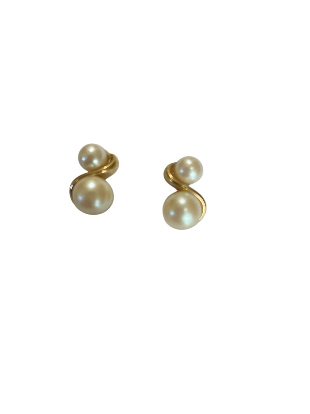 Nordstrom Gold-Tone Double Pearl Twist Stud Earrings